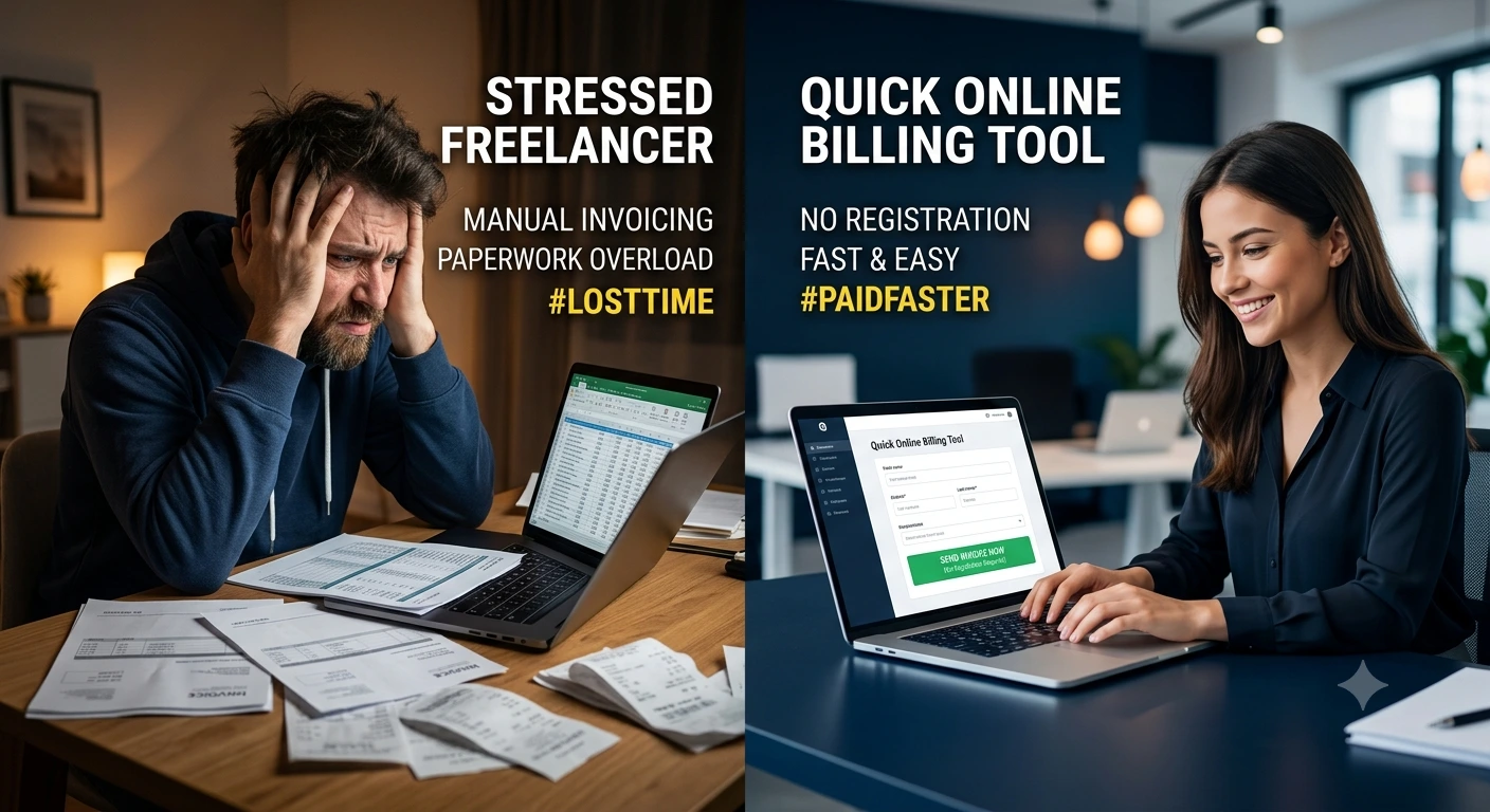 Frustrated freelancer vs quick online billing tool without registration